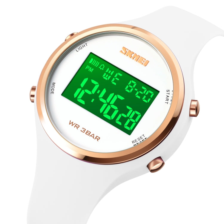 SKMEI 1720 Montre électronique à cadran rond, affichage numérique LED, bracelet en silicone lumineux