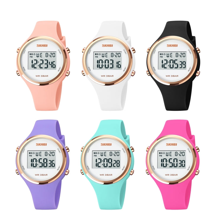 SKMEI 1720 Montre électronique à cadran rond, affichage numérique LED, bracelet en silicone lumineux