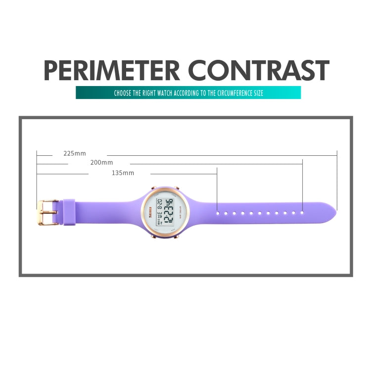 SKMEI 1720 Montre électronique à cadran rond, affichage numérique LED, bracelet en silicone lumineux