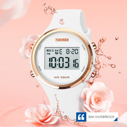 SKMEI 1720 Montre électronique à cadran rond, affichage numérique LED, bracelet en silicone lumineux