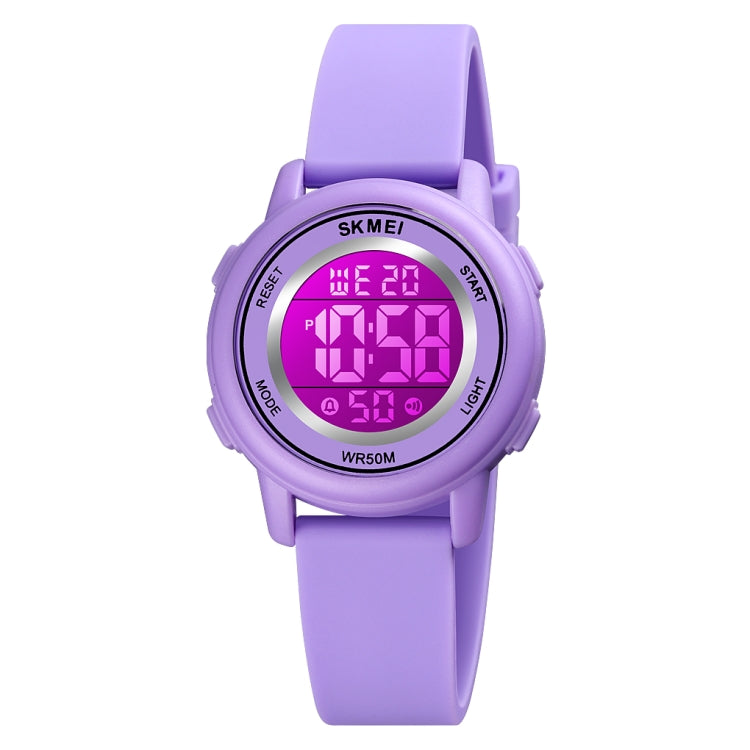 SKMEI 1721 Montre électronique à affichage numérique LED, cadran rond triplé et bracelet en silicone lumineux