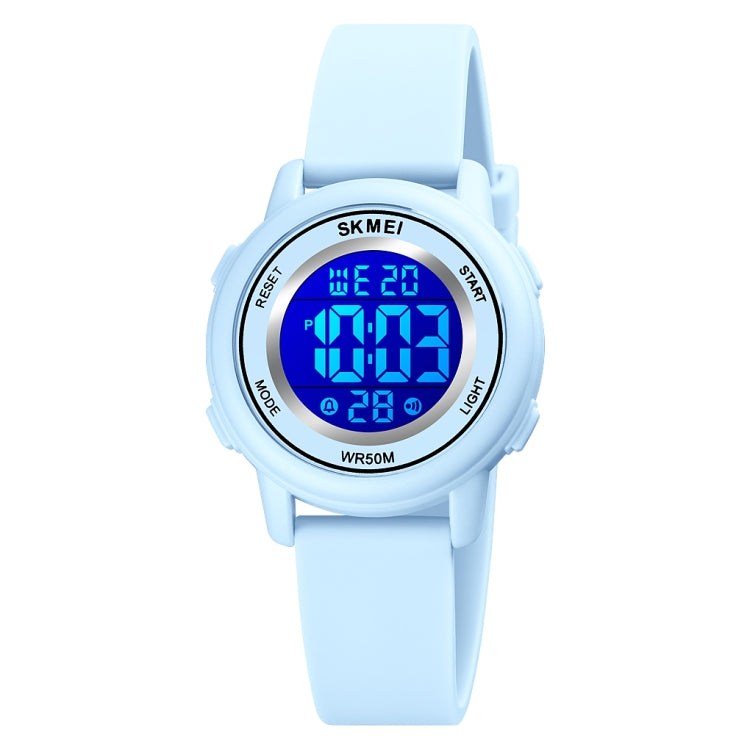 SKMEI 1721 Montre électronique à affichage numérique LED, cadran rond triplé et bracelet en silicone lumineux