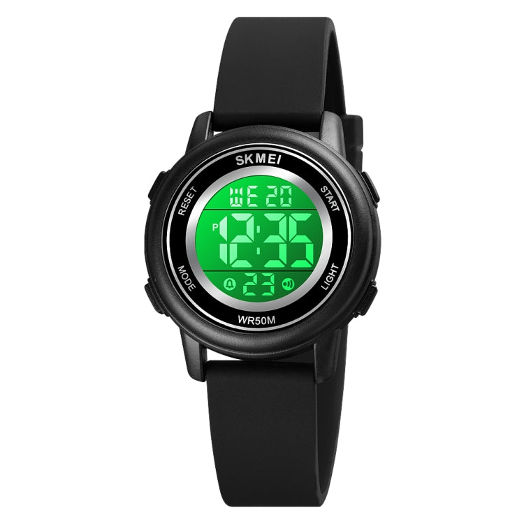 SKMEI 1721 Montre électronique à affichage numérique LED, cadran rond triplé et bracelet en silicone lumineux