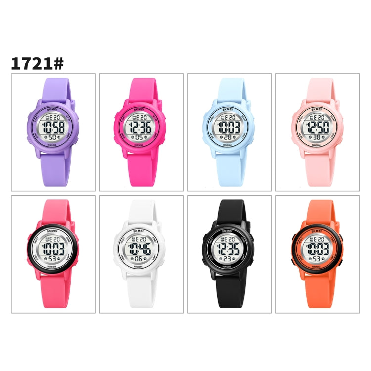 SKMEI 1721 Montre électronique à affichage numérique LED, cadran rond triplé et bracelet en silicone lumineux