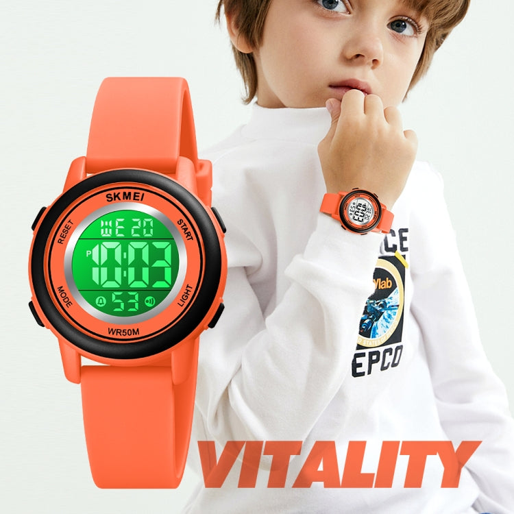 SKMEI 1721 Montre électronique à affichage numérique LED, cadran rond triplé et bracelet en silicone lumineux