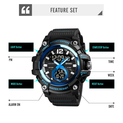 SKMEI 1725 Montre Électronique Lumineuse à Affichage Numérique LED Trois Heures avec Chronométrage