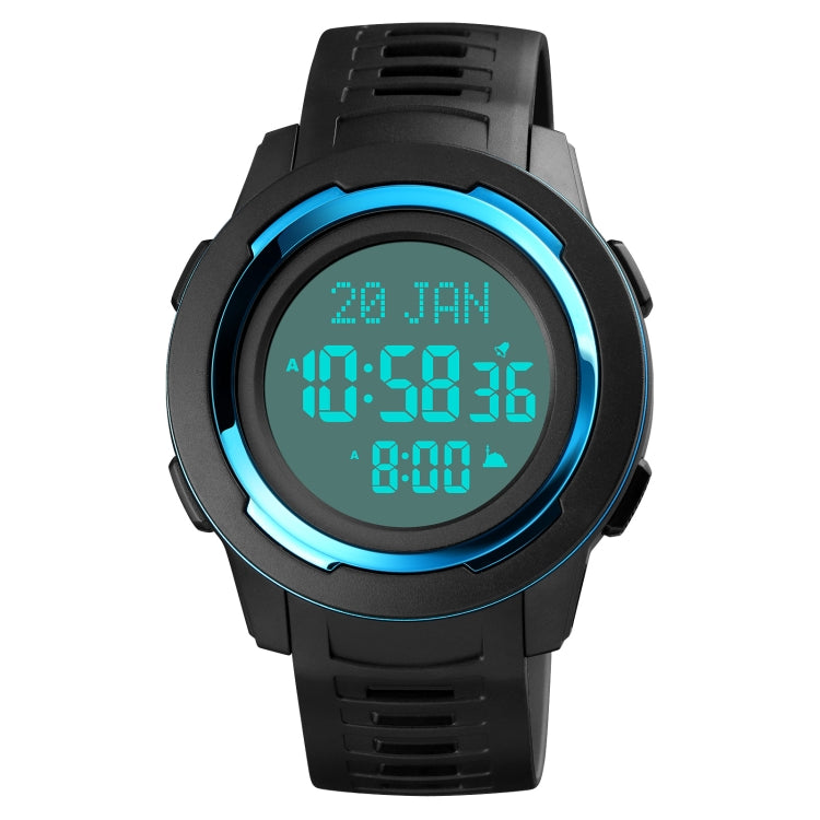 SKMEI 1729 Montre électronique lumineuse numérique multifonctionnelle à affichage LED avec calendrier Qibla