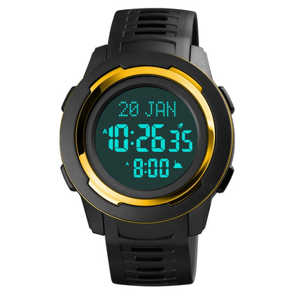 SKMEI 1729 Montre électronique lumineuse numérique multifonctionnelle à affichage LED avec calendrier Qibla