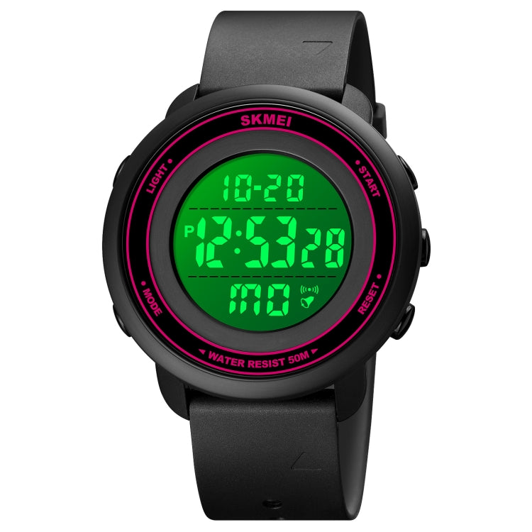 SKMEI 1736 Montre électronique lumineuse avec affichage numérique LED, cadran rond et triple heure.
