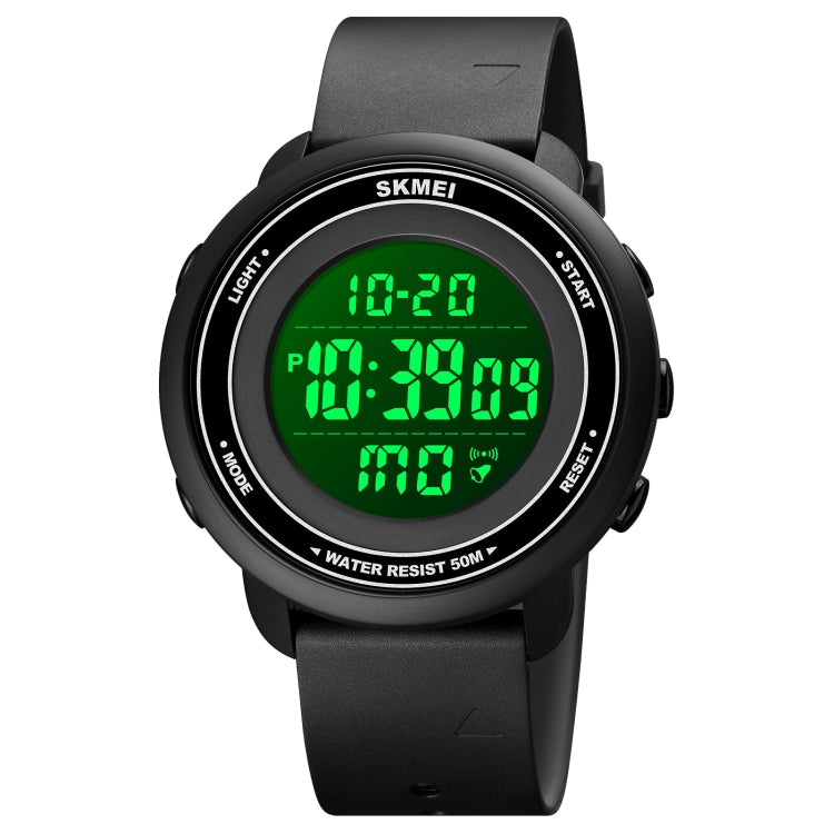 SKMEI 1736 Montre électronique lumineuse avec affichage numérique LED, cadran rond et triple heure.