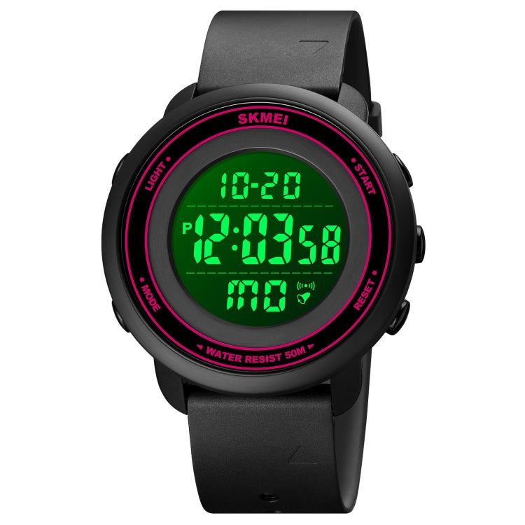 SKMEI 1736 Montre électronique lumineuse avec affichage numérique LED, cadran rond et triple heure.