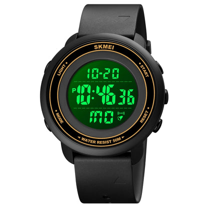 SKMEI 1736 Montre électronique lumineuse avec affichage numérique LED, cadran rond et triple heure.
