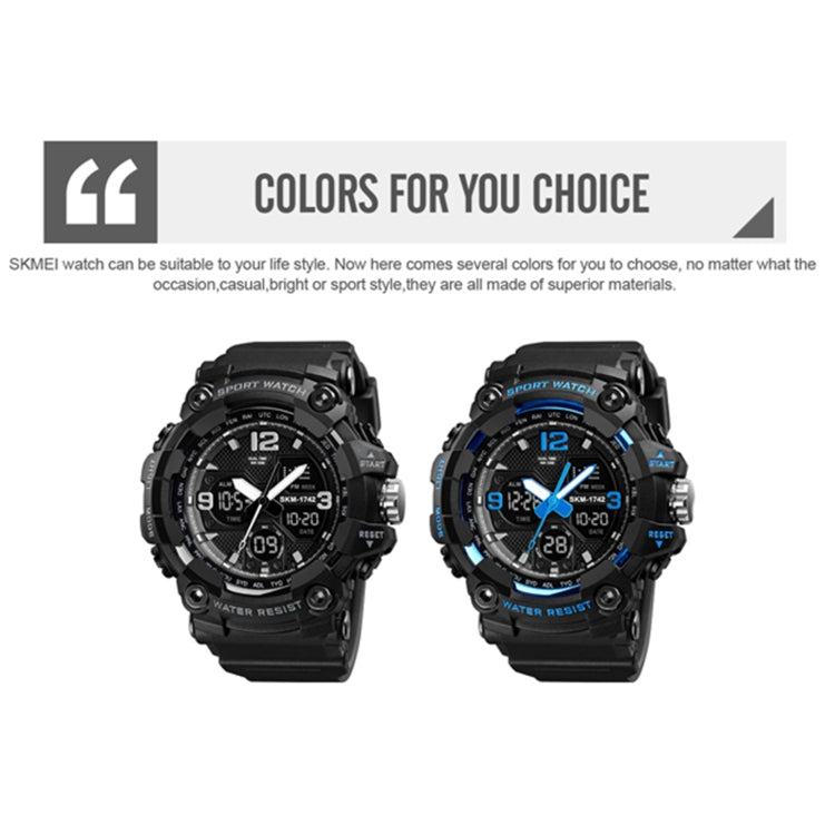 SKMEI 1742 Montre électronique numérique à LED quatre écrans, lumineuse, de sport, antichoc pour hommes