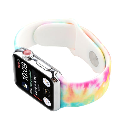 Silicone Painted Pattern Replacement Watchband For Apple Watch Series, 7 41mm / 6 & SE & 5 & 4 40mm / 3 & 2 & 1 38mm, 7 45mm / 6 & SE & 5 & 4 44mm / 3 & 2 & 1 42mm
