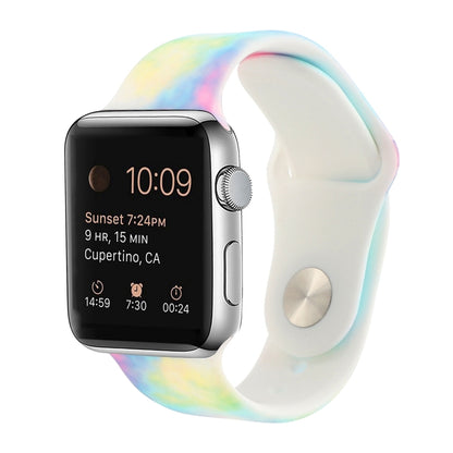Silicone Painted Pattern Replacement Watchband For Apple Watch Series, 7 41mm / 6 & SE & 5 & 4 40mm / 3 & 2 & 1 38mm, 7 45mm / 6 & SE & 5 & 4 44mm / 3 & 2 & 1 42mm