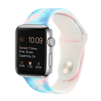 Silicone Painted Pattern Replacement Watchband For Apple Watch Series, 7 41mm / 6 & SE & 5 & 4 40mm / 3 & 2 & 1 38mm, 7 45mm / 6 & SE & 5 & 4 44mm / 3 & 2 & 1 42mm