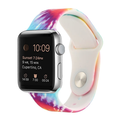 Silicone Painted Pattern Replacement Watchband For Apple Watch Series, 7 41mm / 6 & SE & 5 & 4 40mm / 3 & 2 & 1 38mm, 7 45mm / 6 & SE & 5 & 4 44mm / 3 & 2 & 1 42mm
