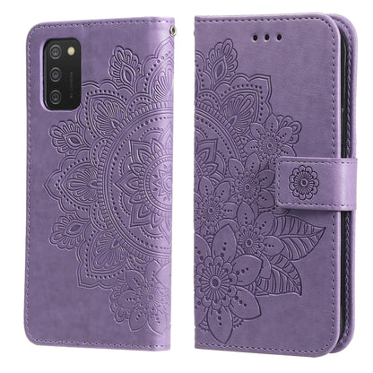 7-petal Flowers Embossing Pattern Horizontal Flip PU Leather Case with Holder & Card Slots & Wallet & Photo Frame, For Samsung Galaxy A03s (166.6mm), For OPPO Realme GT 5G