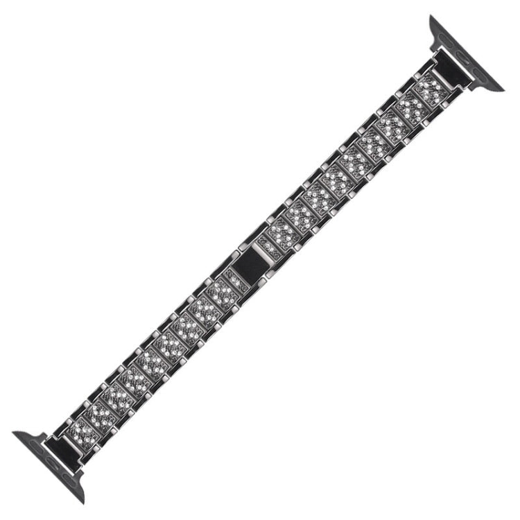 14mm Three-beads Diamond Aluminum Alloy Replacement Strap Watchband For Apple Watch Series, 7 41mm / 6 & SE & 5 & 4 40mm / 3 & 2 & 1 38mm, 7 45mm / 6 & SE & 5 & 4 44mm / 3 & 2 & 1 42mm