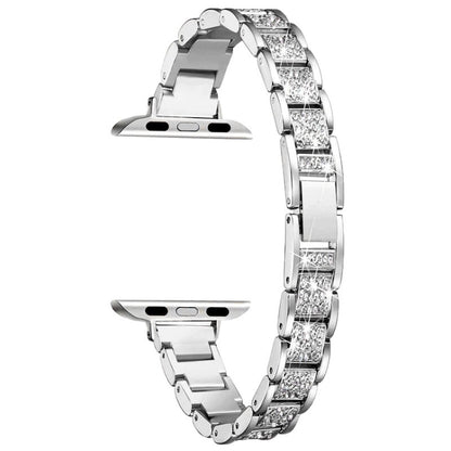 14mm Three-beads Diamond Aluminum Alloy Replacement Strap Watchband For Apple Watch Series, 7 41mm / 6 & SE & 5 & 4 40mm / 3 & 2 & 1 38mm, 7 45mm / 6 & SE & 5 & 4 44mm / 3 & 2 & 1 42mm
