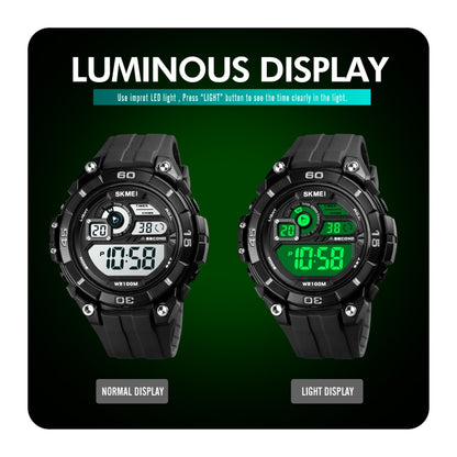 SKMEI 1756 Double fuseau horaire Compte à rebours Réveil Homme Sport Lumineux Montre Électronique