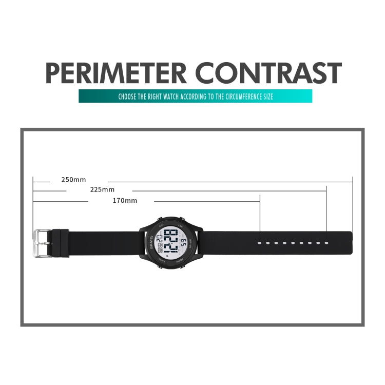 Montre électronique multifonctionnelle SKMEI 1758 à affichage numérique LED et bracelet en silicone lumineux