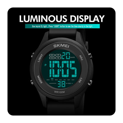 Montre électronique multifonctionnelle SKMEI 1758 à affichage numérique LED et bracelet en silicone lumineux