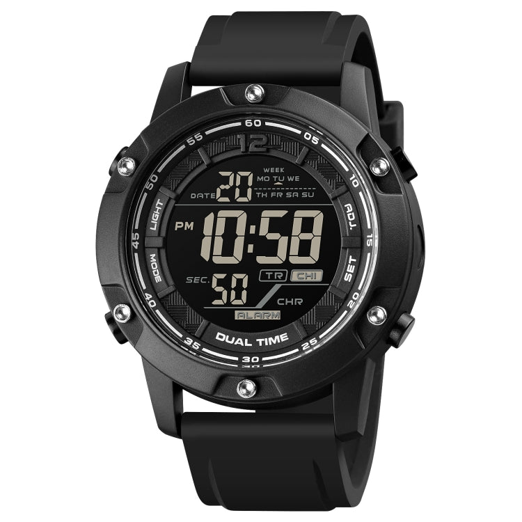 SKMEI 1762 Montre Électronique Lumineuse Étanche à Affichage Numérique Double Fuseau Horaire LED Rond Triplicate, SKMEI 1762