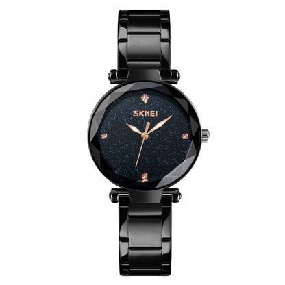 SKMEI 9180 Starry Sky Dial Stainless Steel Strap Quartz Watch for Ladies