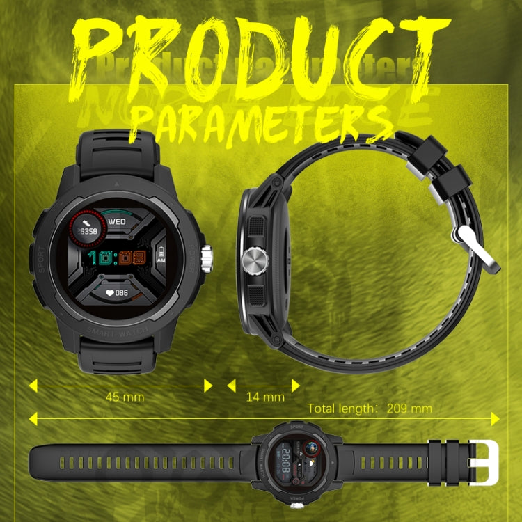 NORTH EDGE Mars 2 1,4 Zoll Full-Touchscreen Outdoor-Sport-Bluetooth-Smartwatch, unterstützt Herzfrequenz-/Schlaf-/Blutdruck-/Blutsauerstoffüberwachung & Fernsteuerung der Kamera & 7 Sportmodi