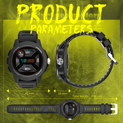 NORTH EDGE Mars 2 1,4 Zoll Full-Touchscreen Outdoor-Sport-Bluetooth-Smartwatch, unterstützt Herzfrequenz-/Schlaf-/Blutdruck-/Blutsauerstoffüberwachung & Fernsteuerung der Kamera & 7 Sportmodi