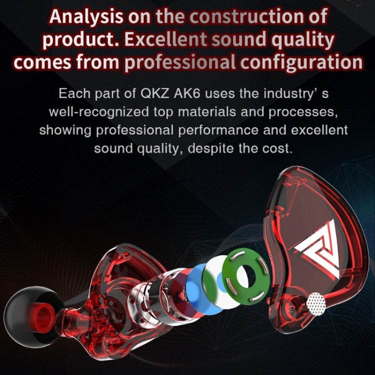 QKZ AK6 3.5mm In-Ear Wired Subwoofer Sports Earphone, Cable Length: About 1.2m, 1 PCS, 1 Pair