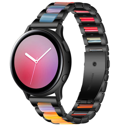 Universal Three-beads Stainless Steel + Resin Replacement Strap Watchband, For Garmin Venu/Vivoactive 3 Music 20mm, For Huawei Watch 3/3 Pro 22mm