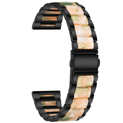 Universal Three-beads Stainless Steel + Resin Replacement Strap Watchband, For Garmin Venu/Vivoactive 3 Music 20mm, For Huawei Watch 3/3 Pro 22mm