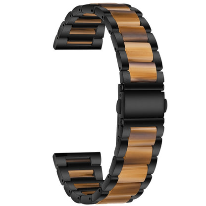 Universal Three-beads Stainless Steel + Resin Replacement Strap Watchband, For Garmin Venu/Vivoactive 3 Music 20mm, For Huawei Watch 3/3 Pro 22mm