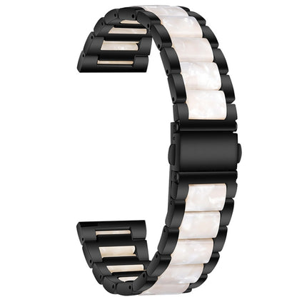 Universal Three-beads Stainless Steel + Resin Replacement Strap Watchband, For Garmin Venu/Vivoactive 3 Music 20mm, For Huawei Watch 3/3 Pro 22mm