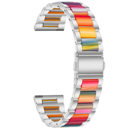 Universal Three-beads Stainless Steel + Resin Replacement Strap Watchband, For Garmin Venu/Vivoactive 3 Music 20mm, For Huawei Watch 3/3 Pro 22mm
