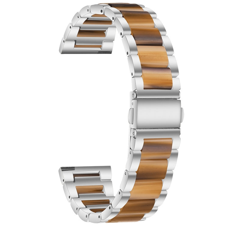 Universal Three-beads Stainless Steel + Resin Replacement Strap Watchband, For Garmin Venu/Vivoactive 3 Music 20mm, For Huawei Watch 3/3 Pro 22mm