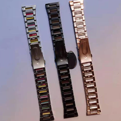 Universal Three-beads Stainless Steel + Resin Replacement Strap Watchband, For Garmin Venu/Vivoactive 3 Music 20mm, For Huawei Watch 3/3 Pro 22mm