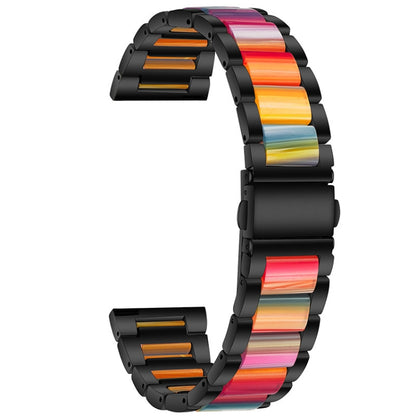 Universal Three-beads Stainless Steel + Resin Replacement Strap Watchband, For Garmin Venu/Vivoactive 3 Music 20mm, For Huawei Watch 3/3 Pro 22mm