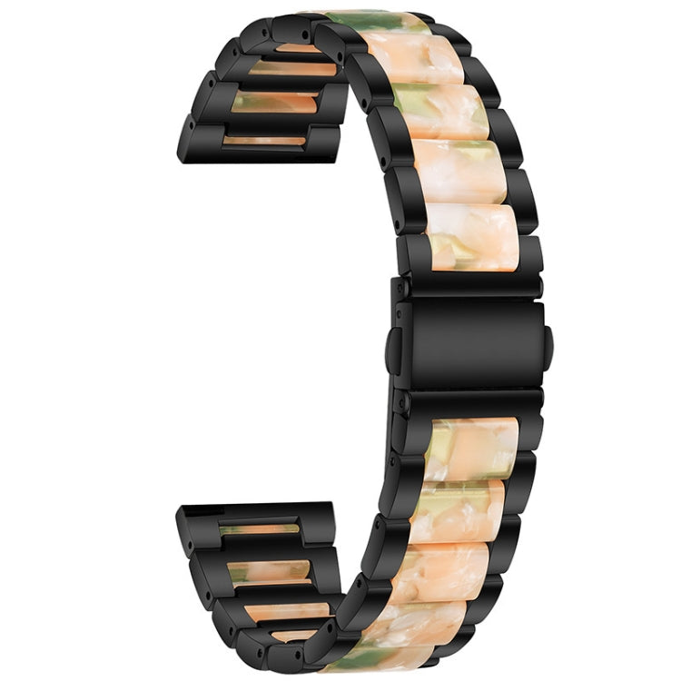 Universal Three-beads Stainless Steel + Resin Replacement Strap Watchband, For Garmin Venu/Vivoactive 3 Music 20mm, For Huawei Watch 3/3 Pro 22mm