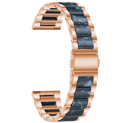 Universal Three-beads Stainless Steel + Resin Replacement Strap Watchband, For Garmin Venu/Vivoactive 3 Music 20mm, For Huawei Watch 3/3 Pro 22mm