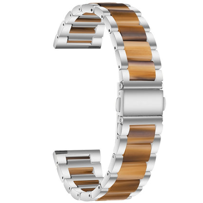 Universal Three-beads Stainless Steel + Resin Replacement Strap Watchband, For Garmin Venu/Vivoactive 3 Music 20mm, For Huawei Watch 3/3 Pro 22mm