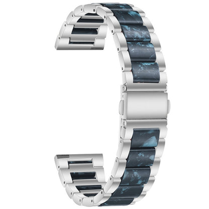 Universal Three-beads Stainless Steel + Resin Replacement Strap Watchband, For Garmin Venu/Vivoactive 3 Music 20mm, For Huawei Watch 3/3 Pro 22mm
