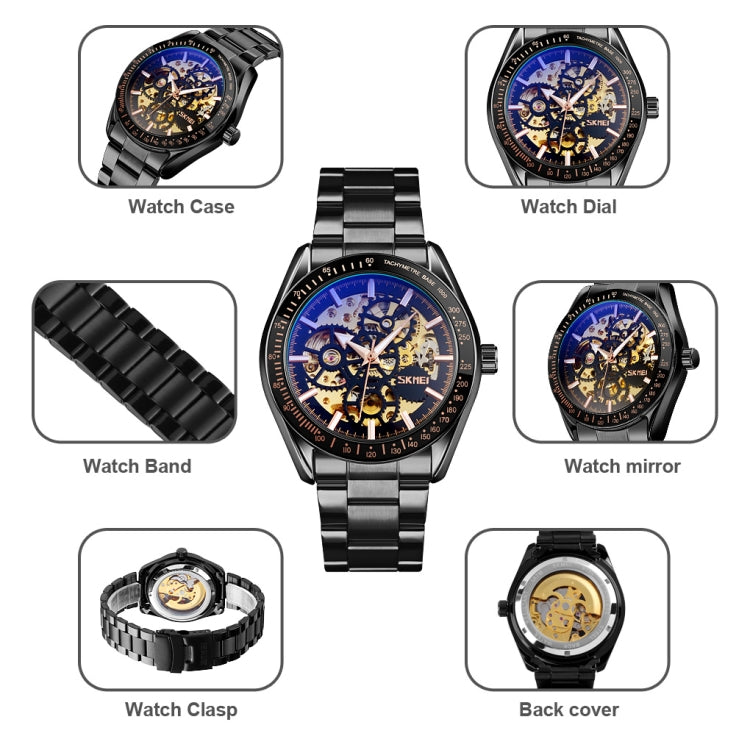 Montre mécanique automatique SKMEI 9194 pour homme avec cadran à engrenages
