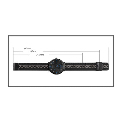 SKMEI 9218 Montre à Quartz Homme, Cadran à Rayures Horizontales Chiffres Arabes, Bracelet en Maille