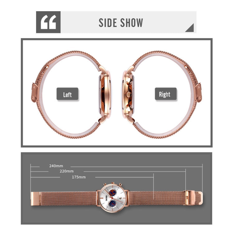 SKMEI 9231 Herrenuhr mit Kartenmuster, Kalender, Stoppuhr, Edelstahlarmband und Quarzuhrwerk
