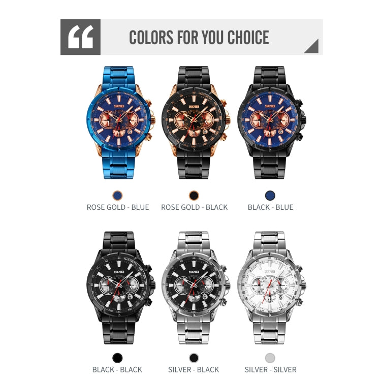 Montre à Quartz SKMEI 9241 pour Homme avec Calendrier, Chronomètre et Bracelet en Acier Inoxydable