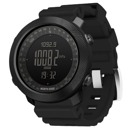 Montre connectée multifonction étanche NORTH EDGE pour le sport en extérieur, avec mesure de l'humidité, prévisions météo et vitesse, bracelet en silicone.