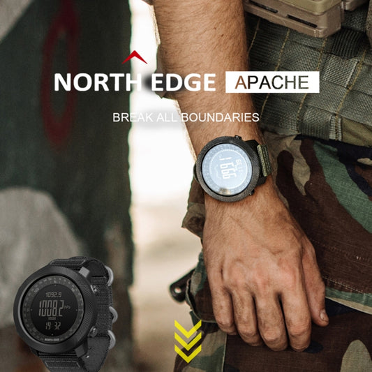 Montre connectée multifonction étanche NORTH EDGE pour le sport en extérieur, avec mesure de l'humidité, prévisions météo et vitesse, bracelet en silicone.